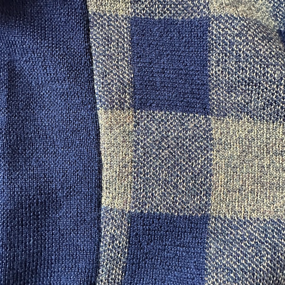 Margaret O'Leary Plaid Knit Blazer in Navy/Gold, Size XS - Picture 7 of 11